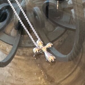 Authentic Tiffany & Co Elegant Silver Cross Pendant Necklace $345